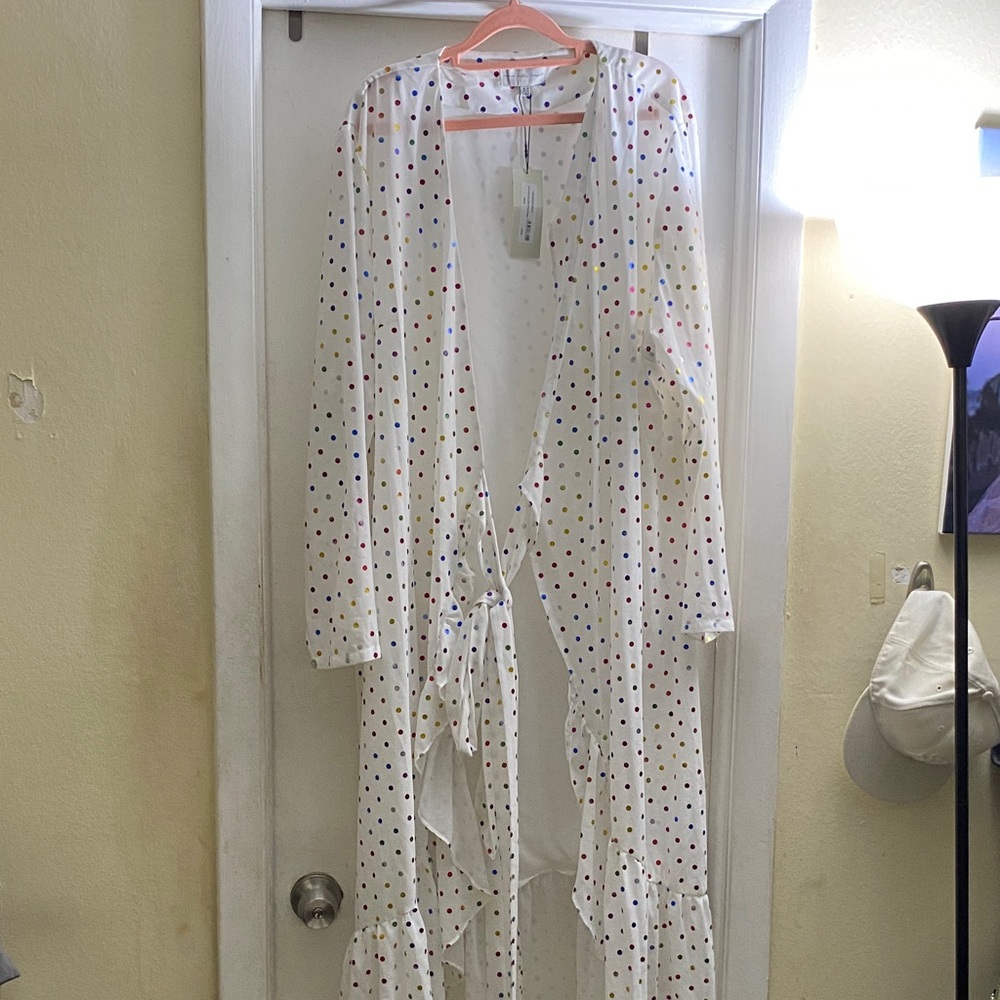 Never Fully Dressed White Polka Dot Long Sleeve Dress